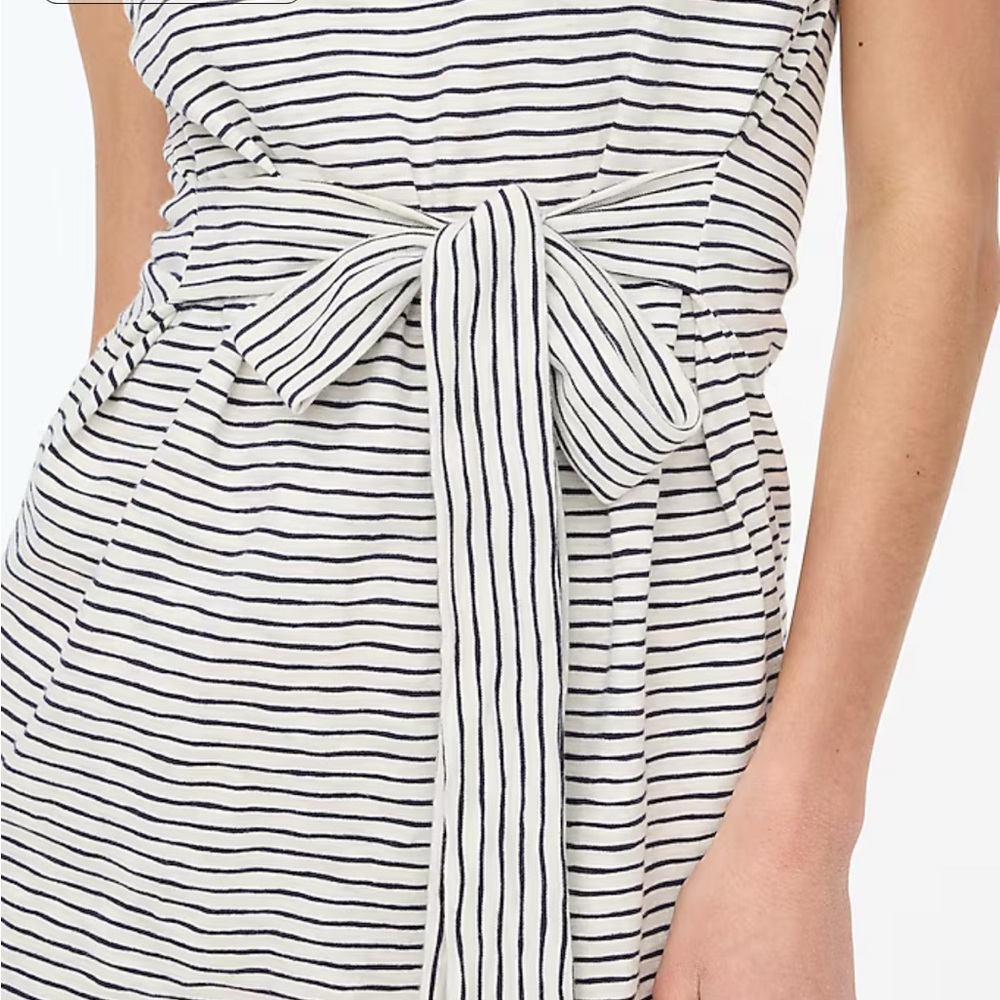 J Crew Nautical Tie Waist Navy and Ivory Cotton T-Dress 2X - Picture 9 of 12
